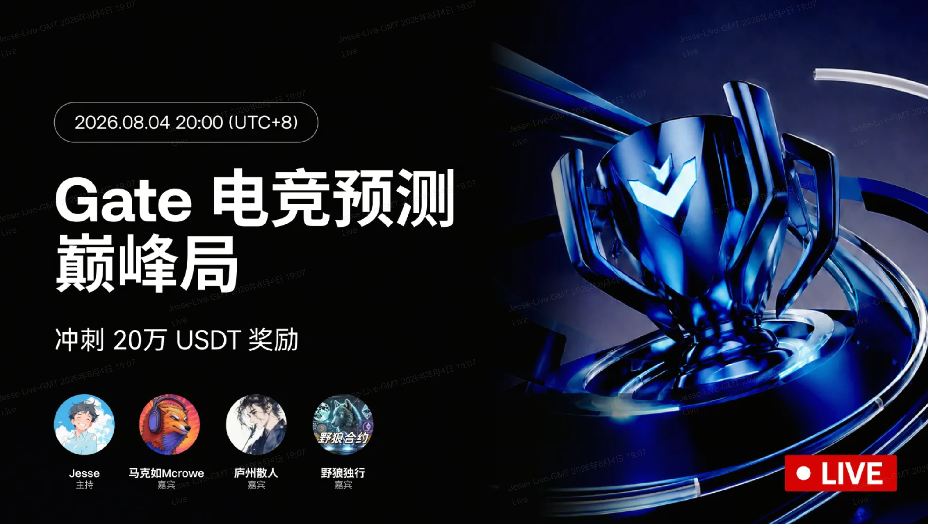 Gate 電競預測巔峰對決:衝刺 20 萬 USDT 獎金