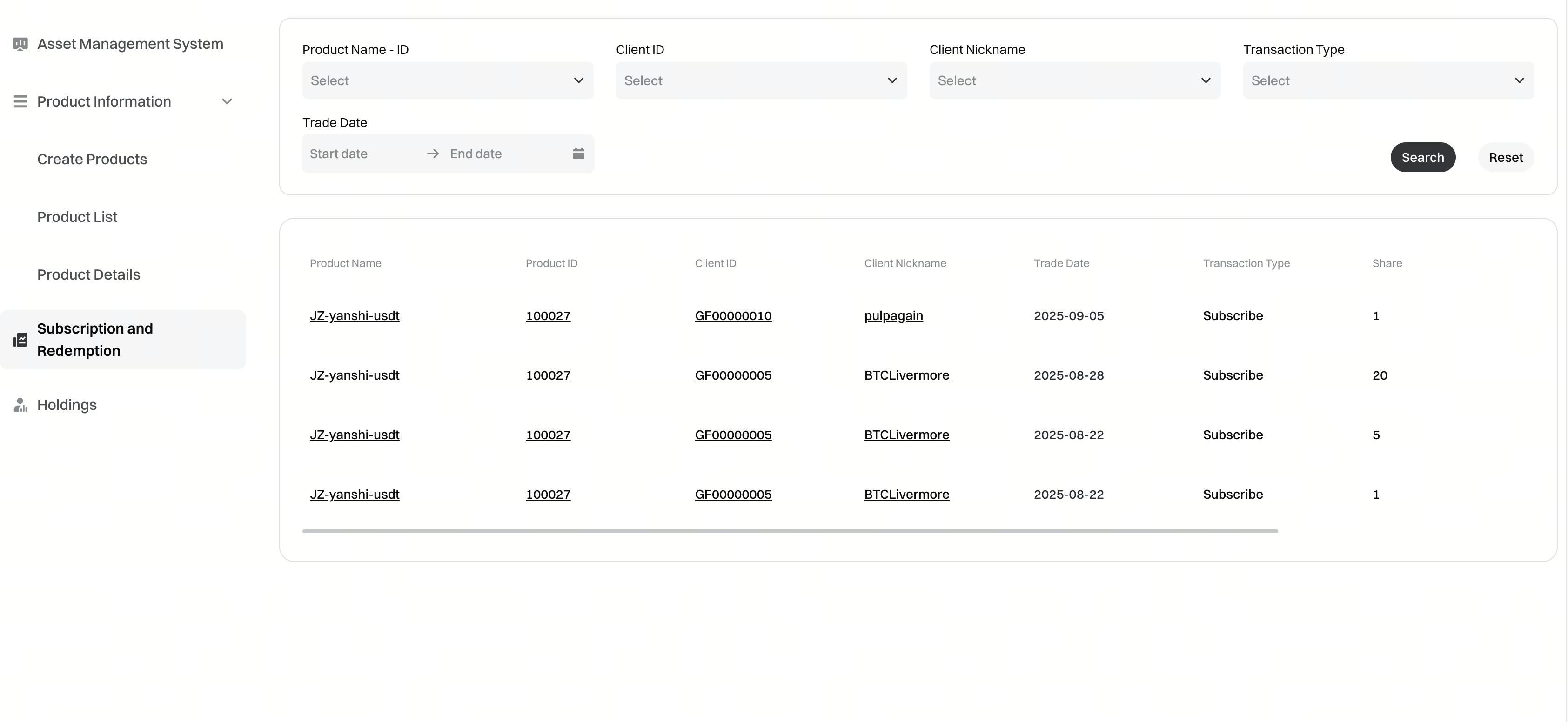 申购赎回信息英