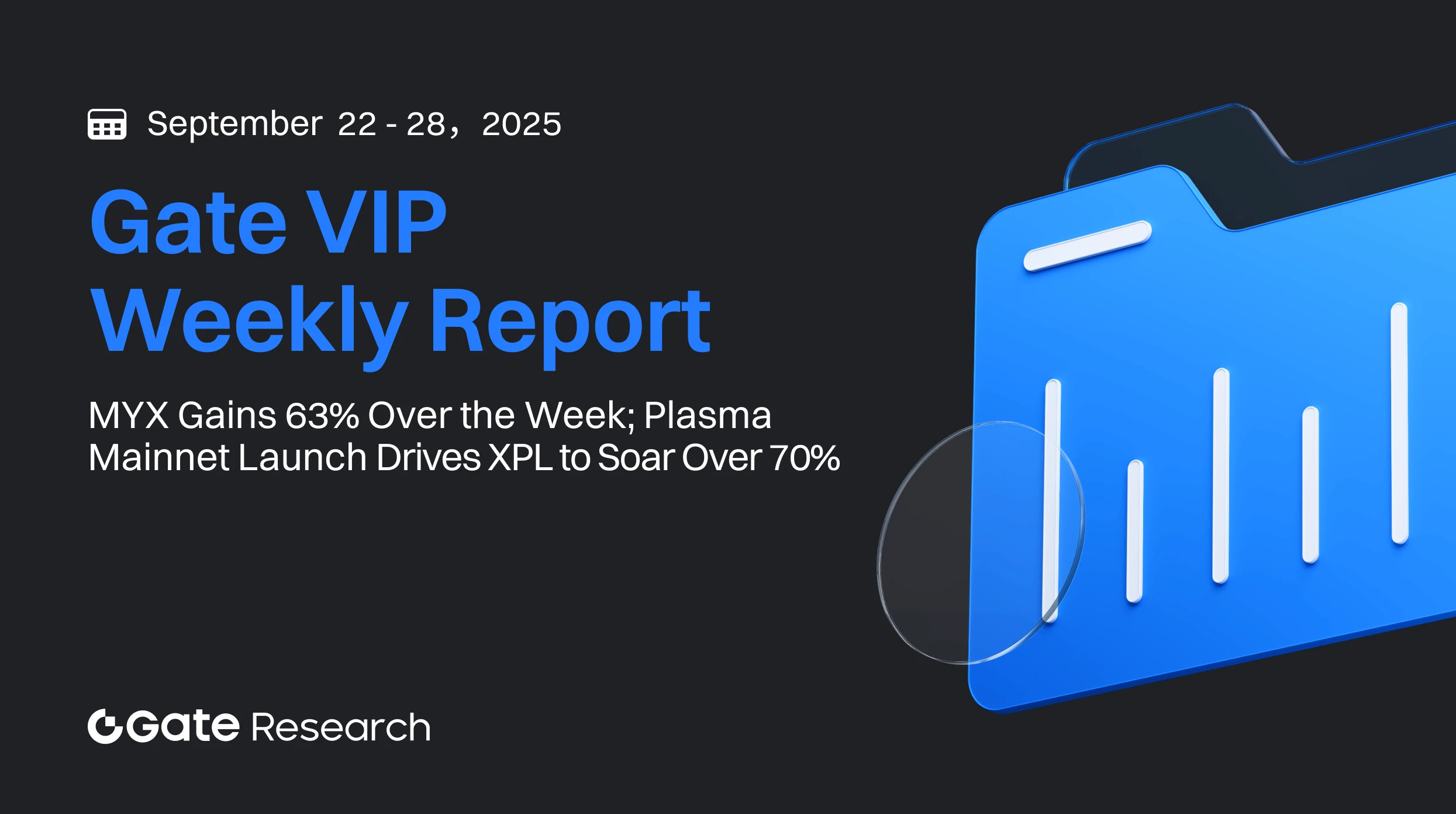 Gate Research: MYX se dispara un 63 % esta semana; el lanzamiento de Plasma Mainnet impulsa a XPL, que sube más de un 70 % | Informe semanal para los Gate VIPs