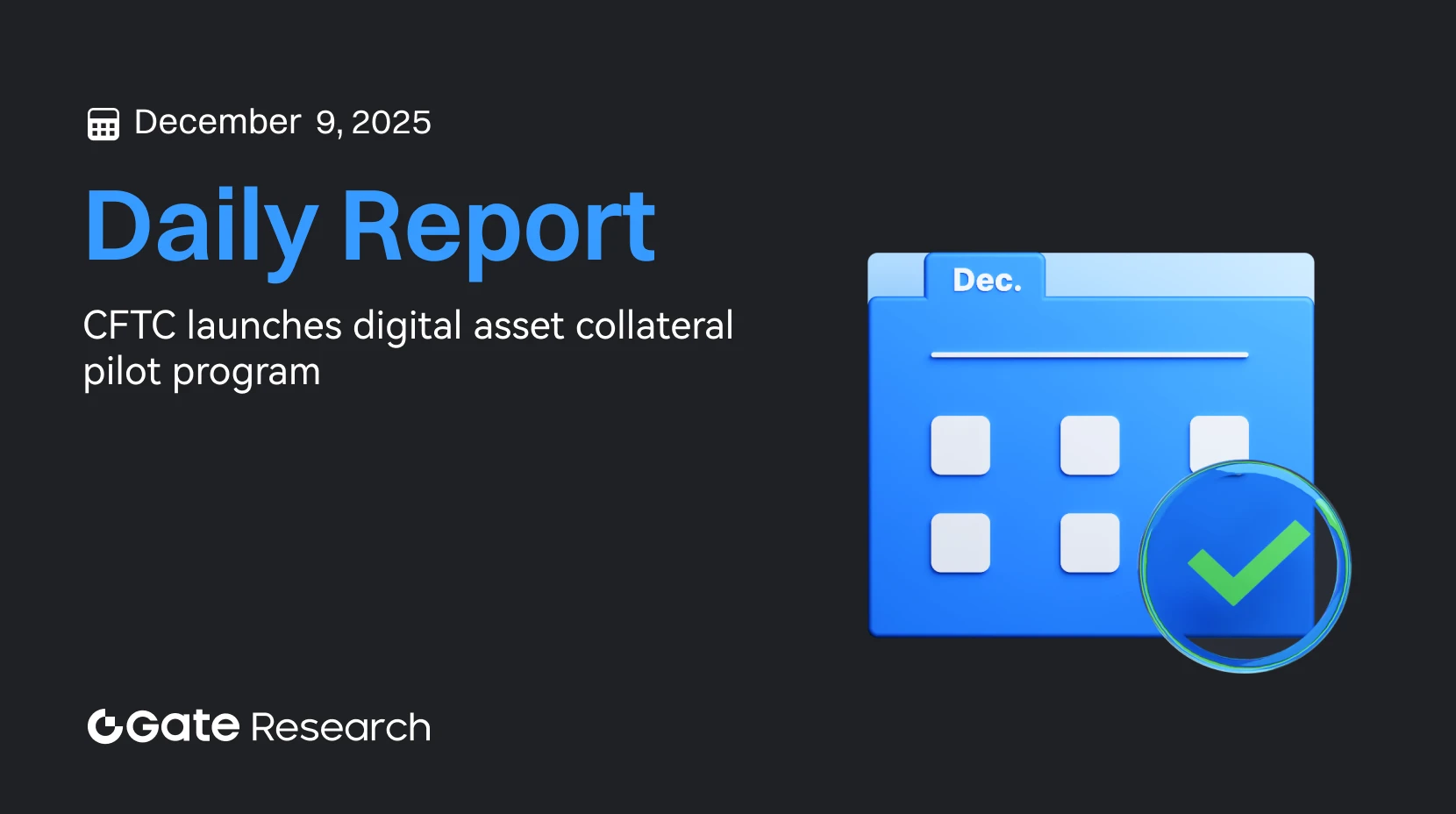 Gate Research: CFTC lança programa piloto de colateral de ativos digitais | BMNR anuncia que os ativos totais atingem 13,2 mil milhões