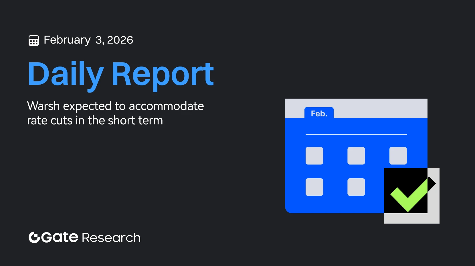 Gate Research: Dự kiến Warsh sẽ điều chỉnh để hỗ trợ việc cắt giảm lãi suất trong ngắn hạn | Thị trường có thể ghi nhận một đợt phục hồi kỹ thuật