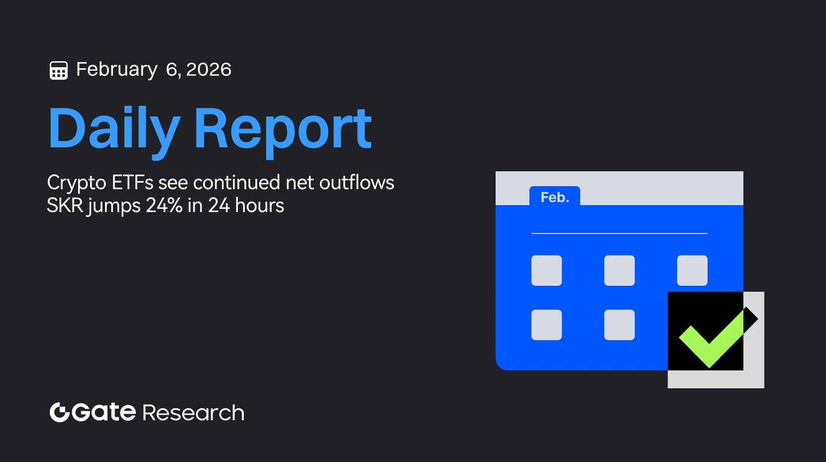 Gate Research: los ETF de criptomonedas mantienen salidas netas continuas | SKR sube un 24 % en 24 horas