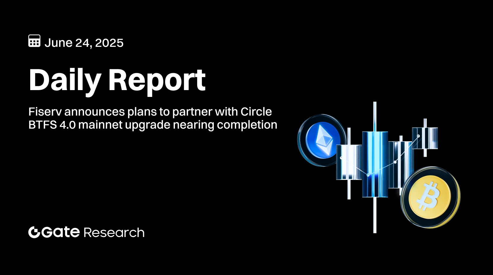 Gate 研究院：Fiserv 宣布計劃與 Circle、PayPal 合作推出穩定幣｜BTFS 4.0 主網升級即將完成