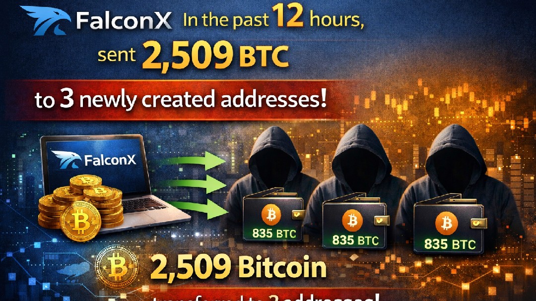 在過去的12小時內，三個新創建的地址從FalconX收到了2,509 BTC。