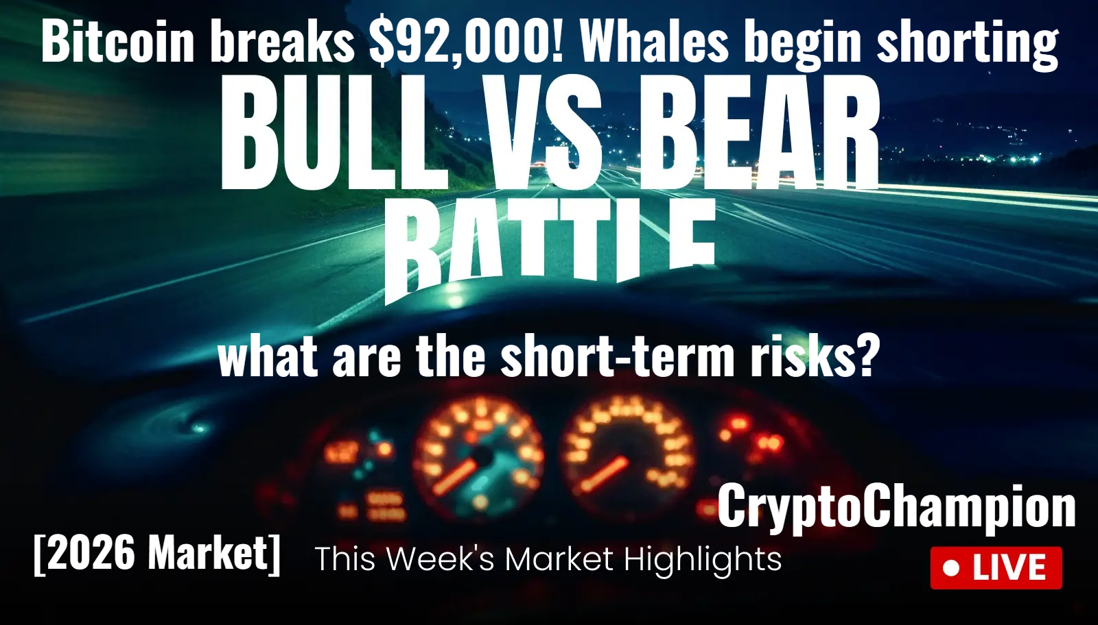 [2026 Market] 🔹Bitcoin breaks $92,000! Whales begin shorting — what are the short-term risks?