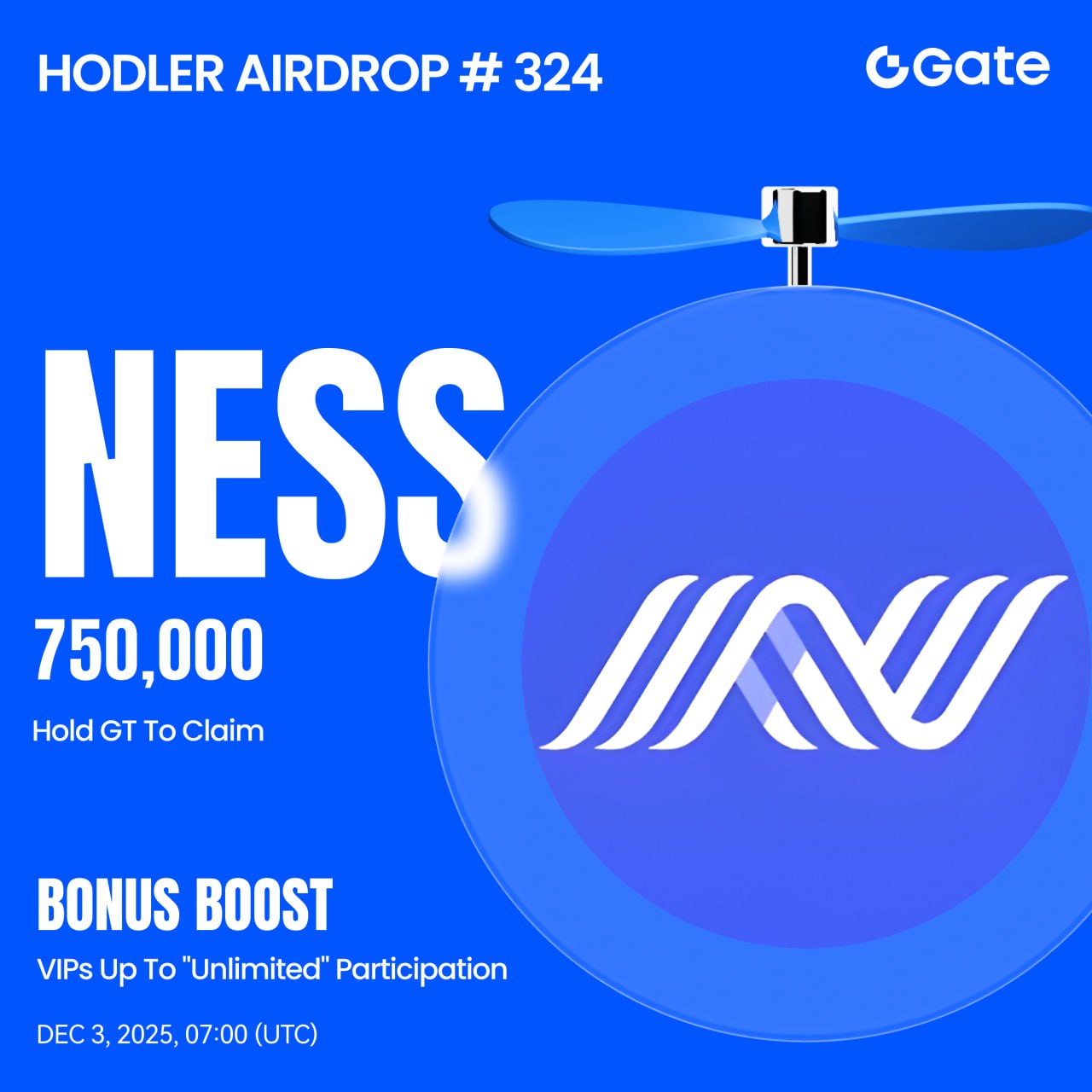 🌟Gate Live Bonus Task -HODLer Airdrop NESS