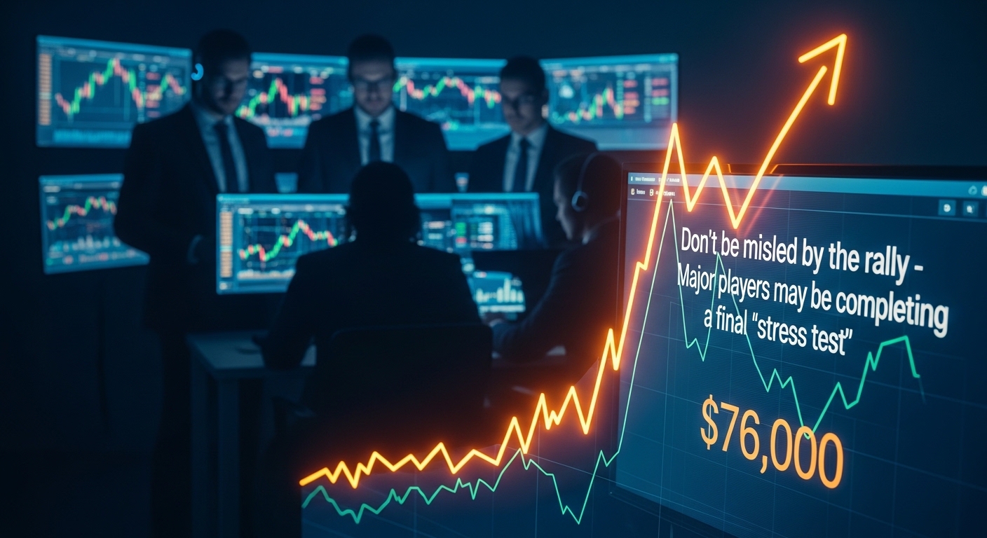 比特币飙升至76,000美元！不要被这波上涨迷惑——主要玩家可能正在进行最后的“压力测试”