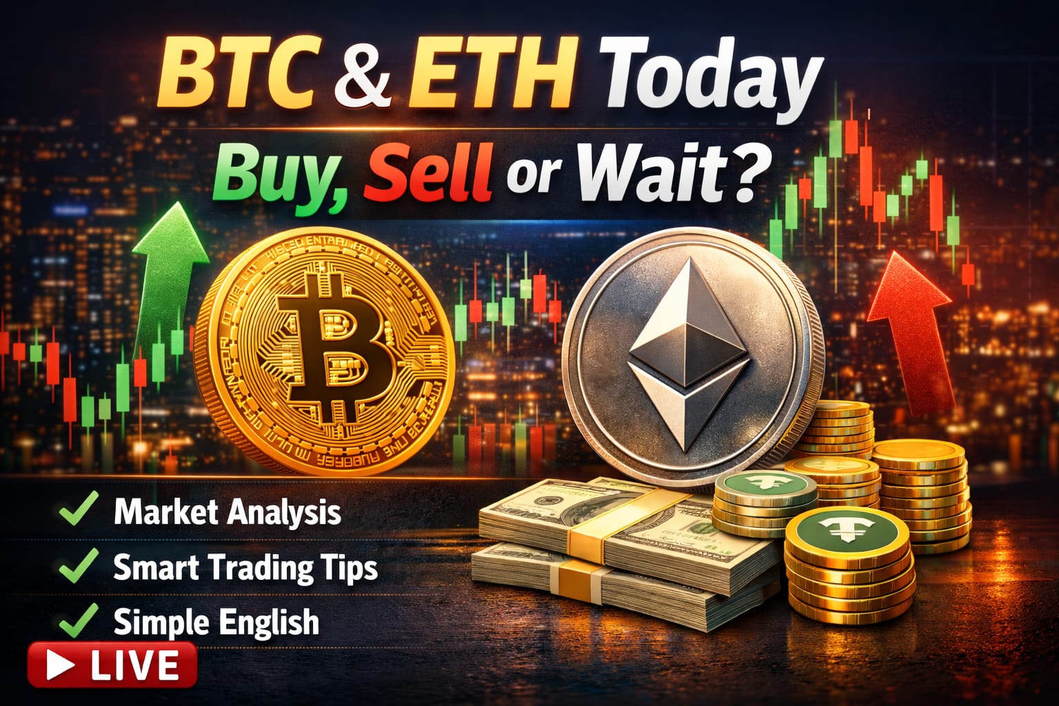 “BTC и ETH сегодня: покупать, продавать или ждать? | Стратегия умных трейдеров