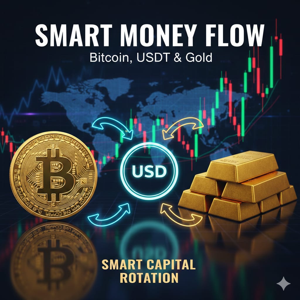 Flux d'argent intelligent : Bitcoin, USDT et or dans des marchés incertains