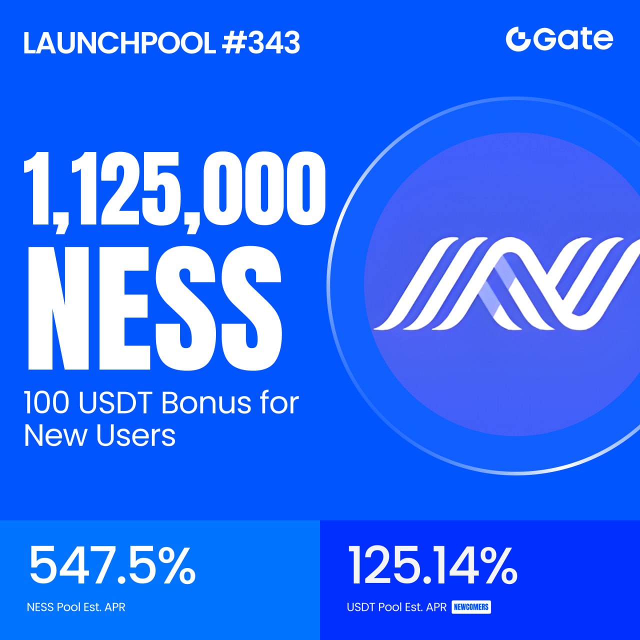 مشروع Gate Launchpool رقم #343: Ness LAB (NESS). قم بتخزين USDT أو NESS للمطالبة بالهدايا الجوية