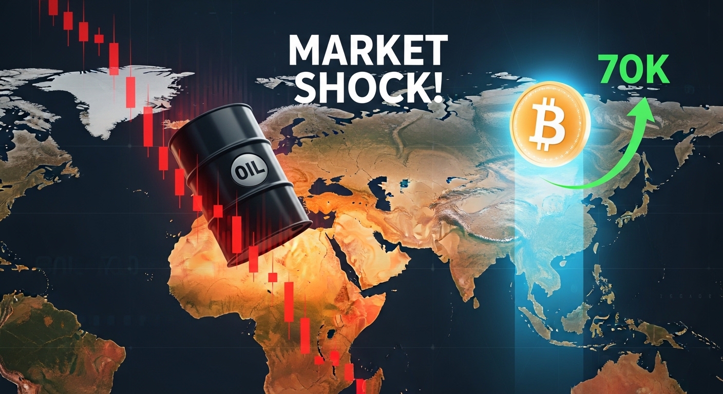 唐納德·特朗普暫停對伊朗的行動，導致市場波動：油價暴跌，而比特幣突破70,000美元