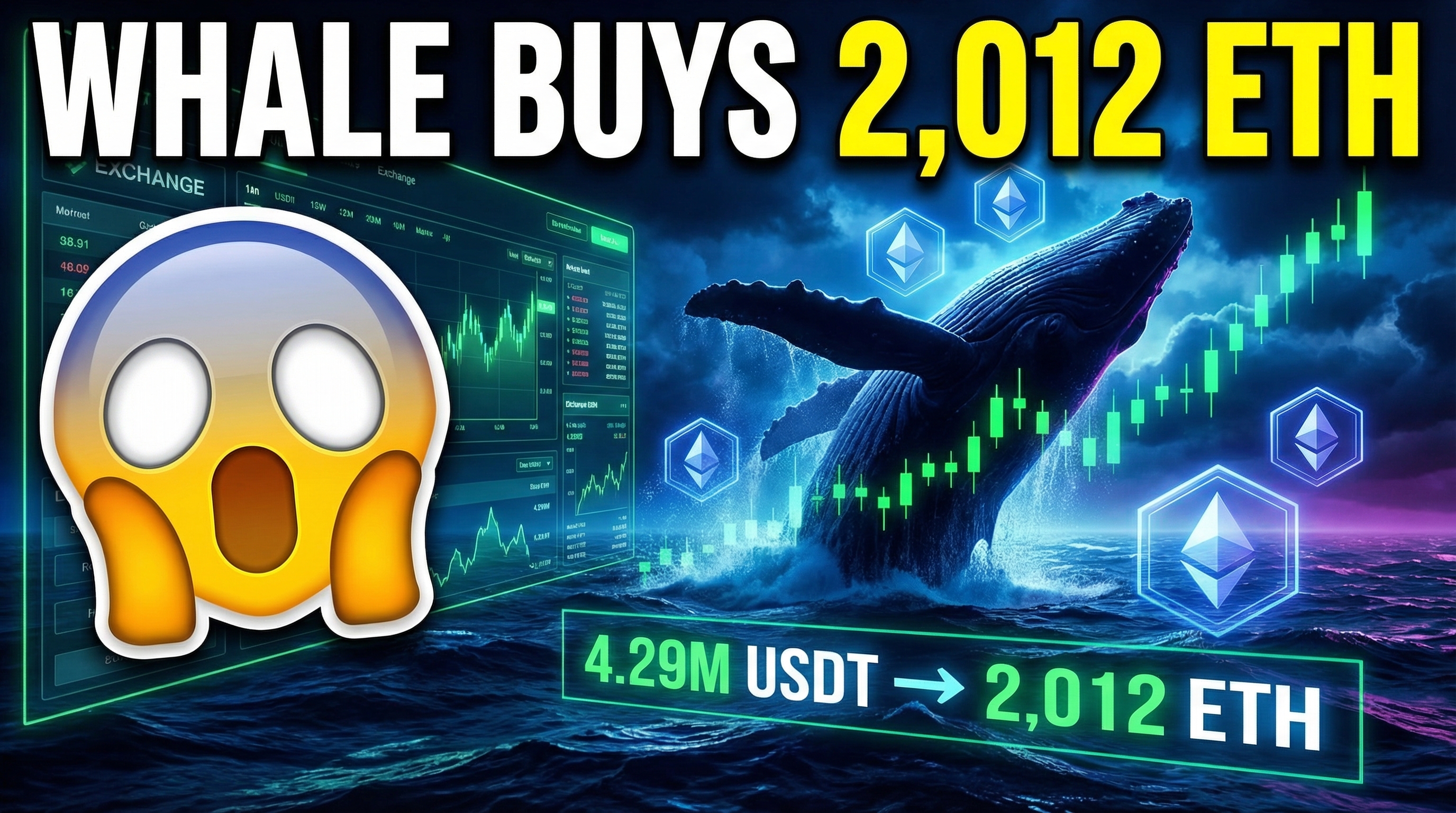 Кит Ethereum робить великий хід! Обміняв 4,29 мільйона USDT на 2012 ETH.