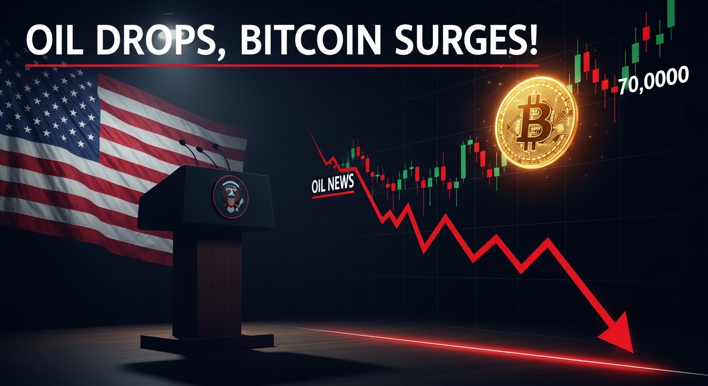دونالد ترامب يوقف الإجراءات ضد إيران، مما يسبب تقلبات في السوق: هبوط النفط بينما يتجاوز البيتكوين 70,000 دولار