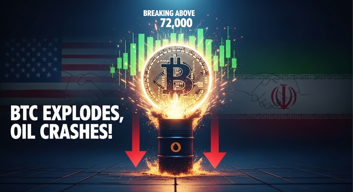突发！美国与伊朗达成为期两周的临时停火，原油暴跌，比特币突破72,000美元