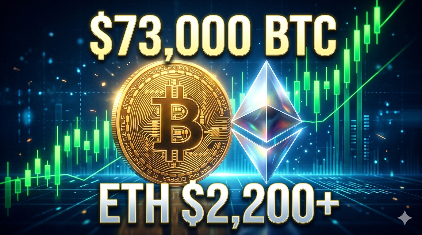 Disse que o sentimento do mercado de criptomoedas se recupera! O BTC volta a $73.000, enquanto o ETH sobe acima de $2.200