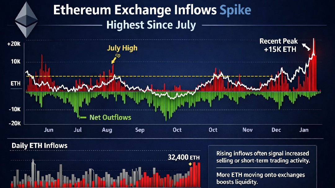 Приток ETH на биржу достиг максимума в июле