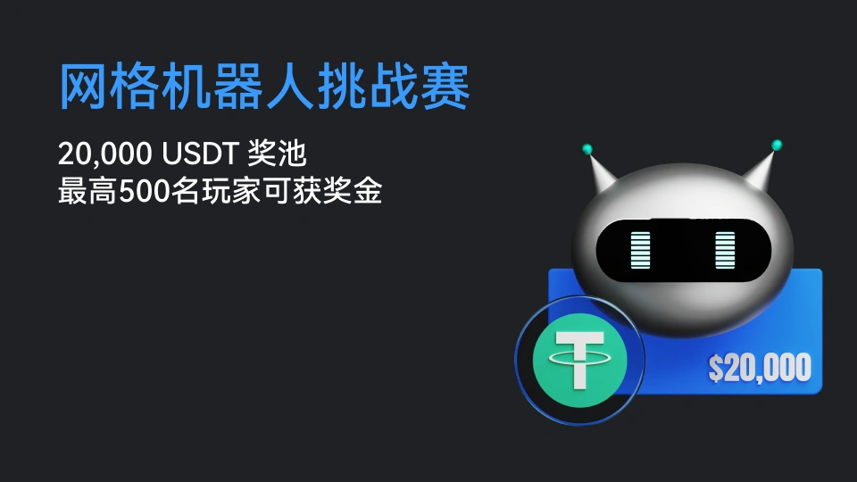 网格机器人挑战赛 20,000 U 奖池 最高 500 名玩家获奖